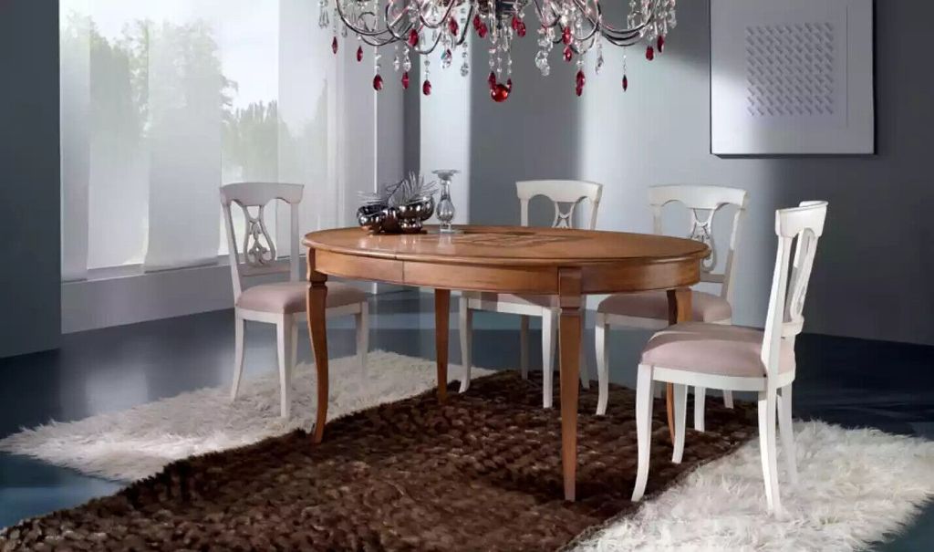 Essgarnitur Esstisch 4 x Stühle Set Klassische Essgruppe Braun 5tlg. JVmoebel