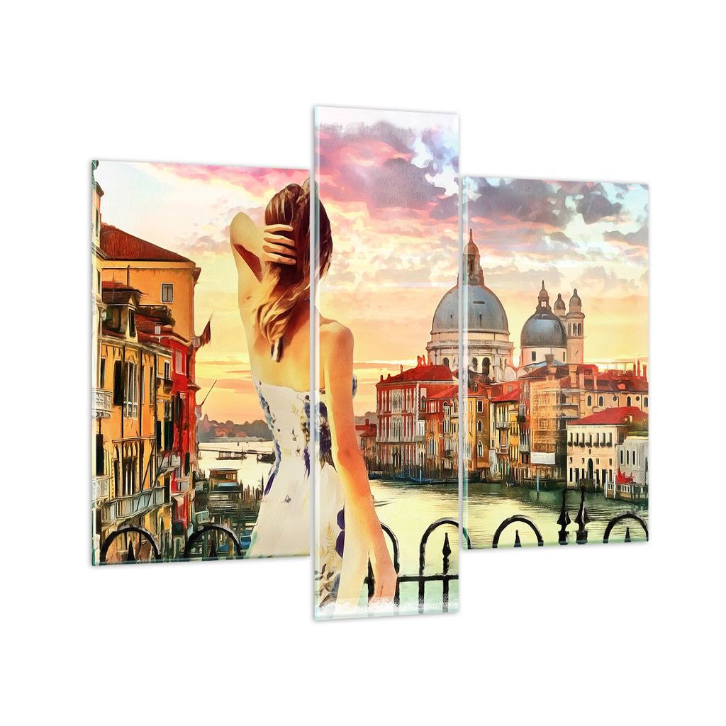 Bilder auf glas - Venedig Brücke Wasser - 95x80cm - Glasbilder - Wandbilder - Kunstdruck - zum Aufhängen bereit - Wanddekoration aus Glas - Glas ...