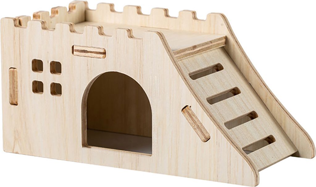 Hamster Holzhaus Schaukel Schlafnest Mehrere Löcher Atmungsaktiv Einfache Installation Doppelschicht Lustiges Hamsterspielzeug