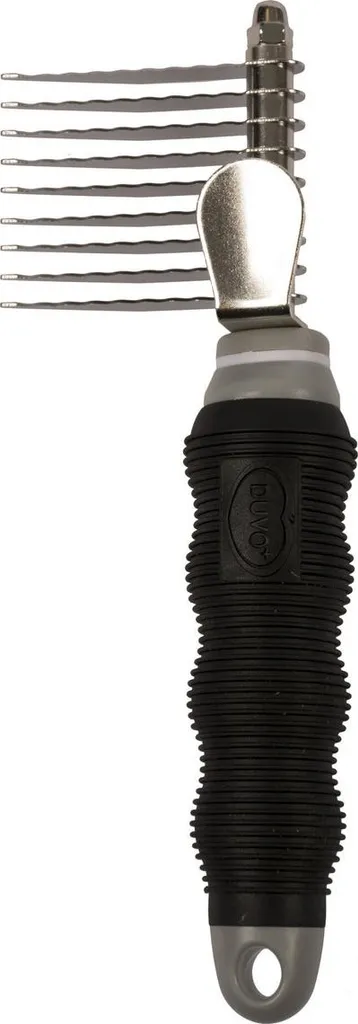 Peigne démêlant Duvo+ noir et gris à 9 dents pour nœuds difficiles