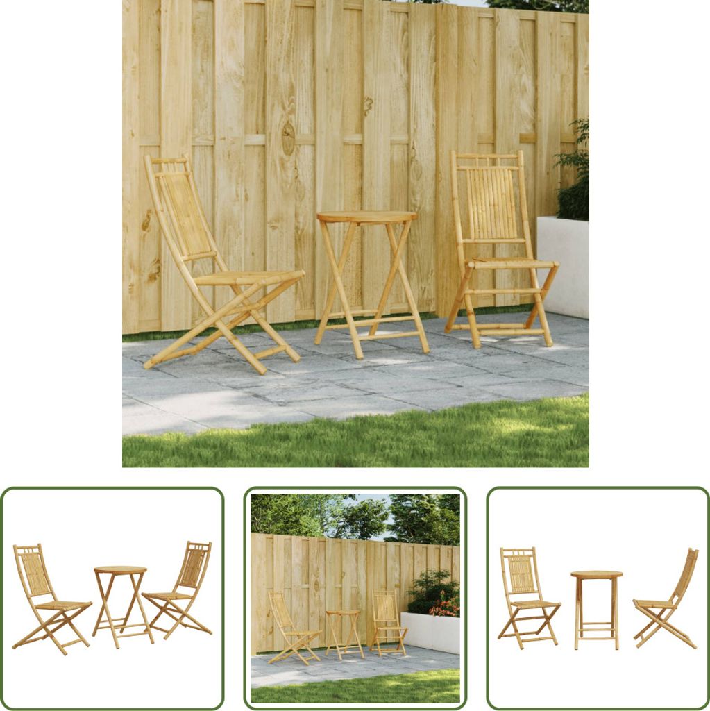 The Living Store 3-tlg. Bistro-Set Bambus