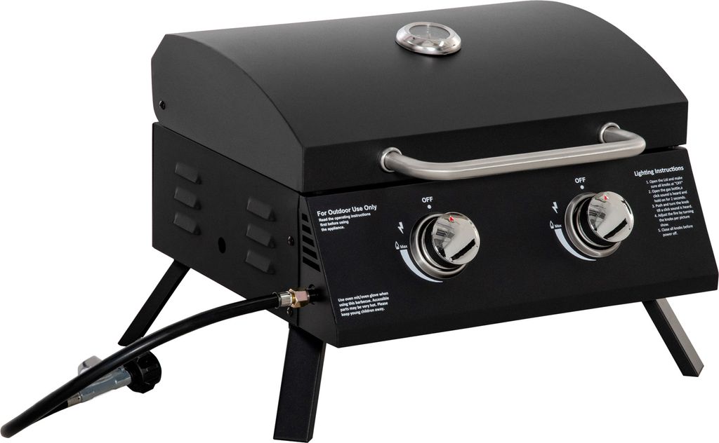 Outsunny Gasgrill BBQ Tischgrill 2 Brennern Camping Grill Produktbild 