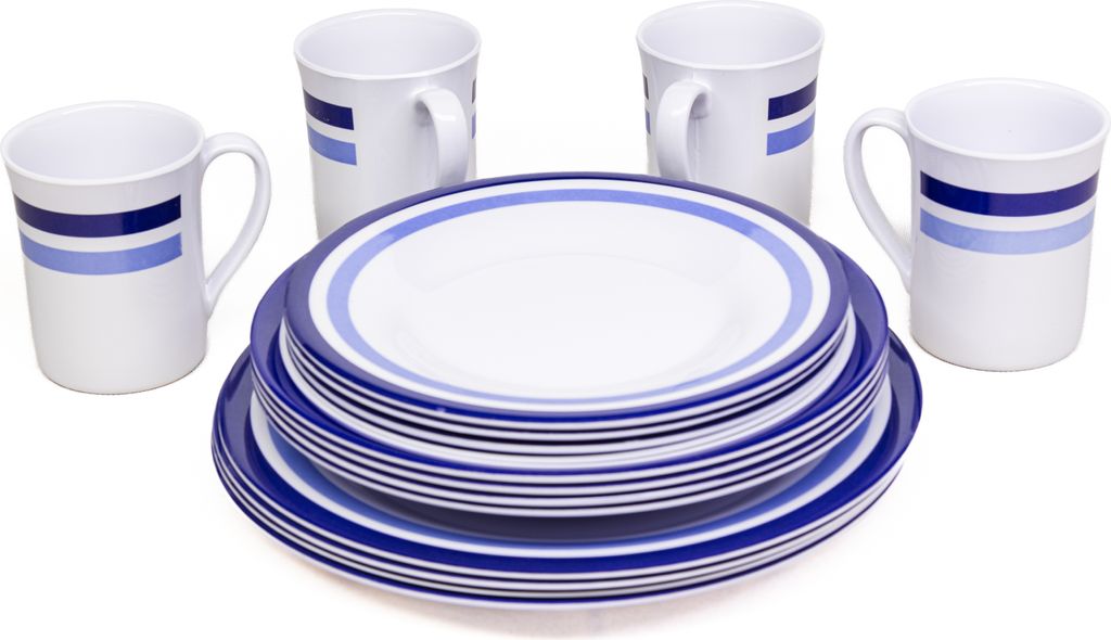 Melamin Camping Geschirr Set 16 tlg. Essgeschirr Teller Tasse Campfrei
