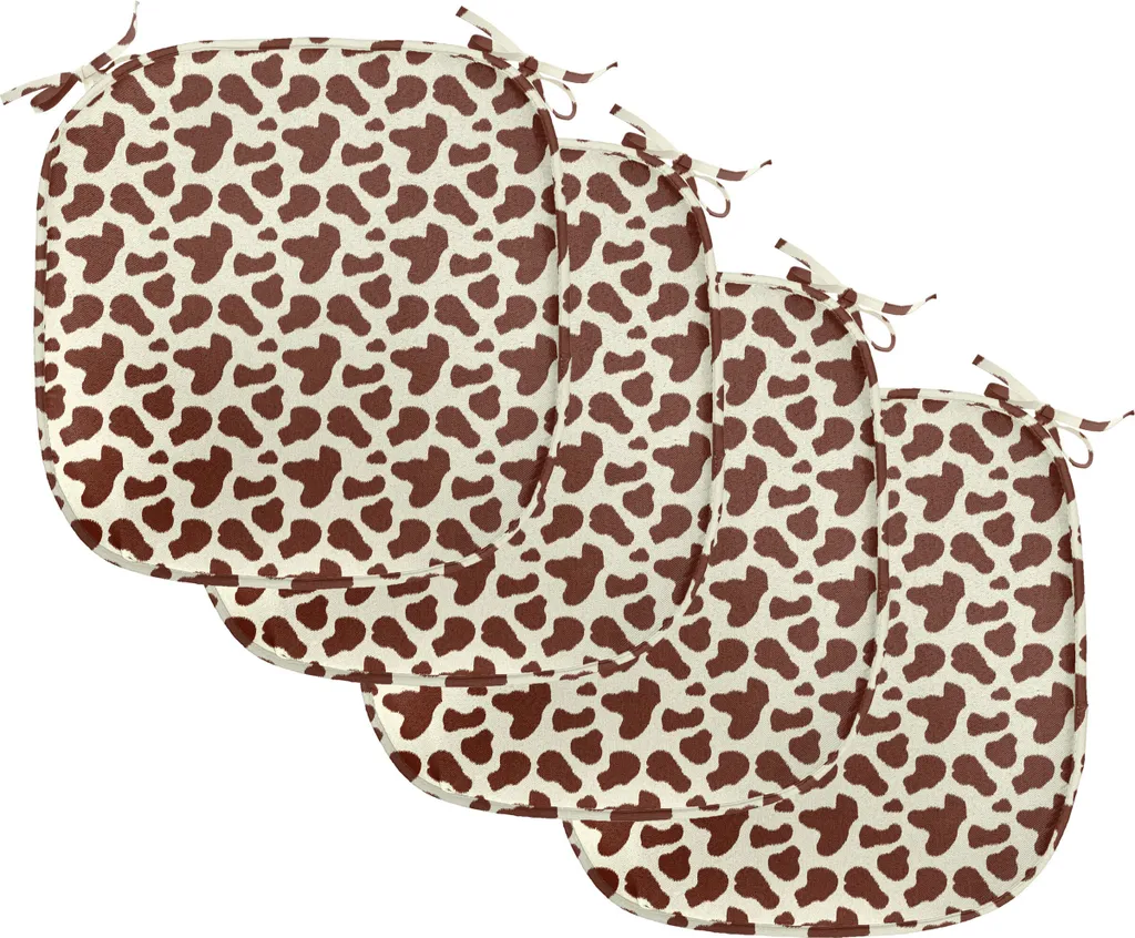 Coussins de chaise à sangles imperméables déco peau de vache 40x40 cm