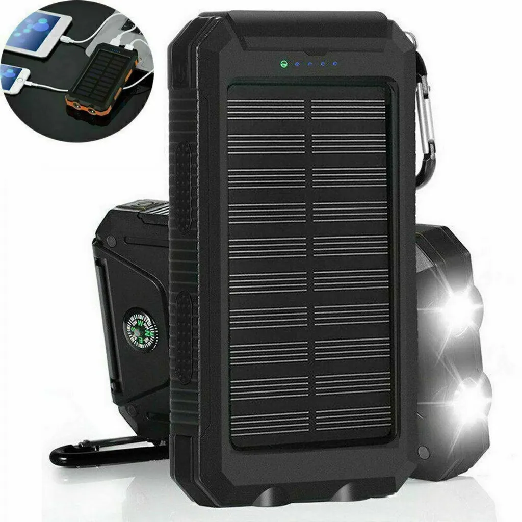 Batterie solaire de secours pour camping et voyage avec lampe de poche