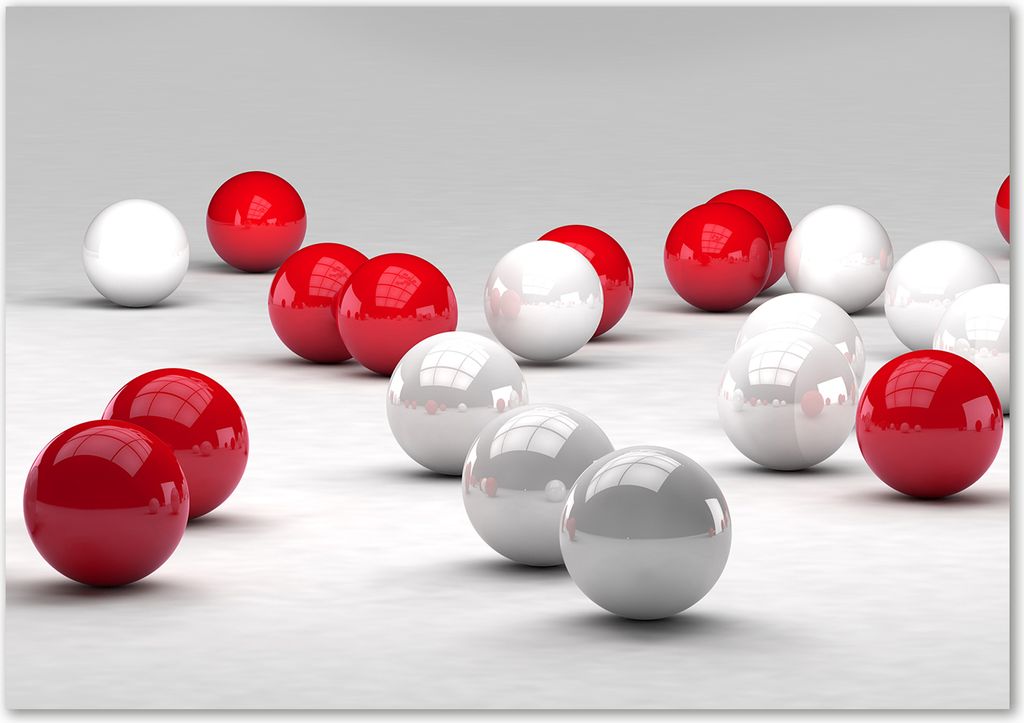 Tulup Glas-Bild - 100 x 70 - Wandbild aus Glas - Wandkunst - Wandbild hinter gehärtetem Sicherheitsglas - Kunst: modern & klassisch - Rote weiß...
