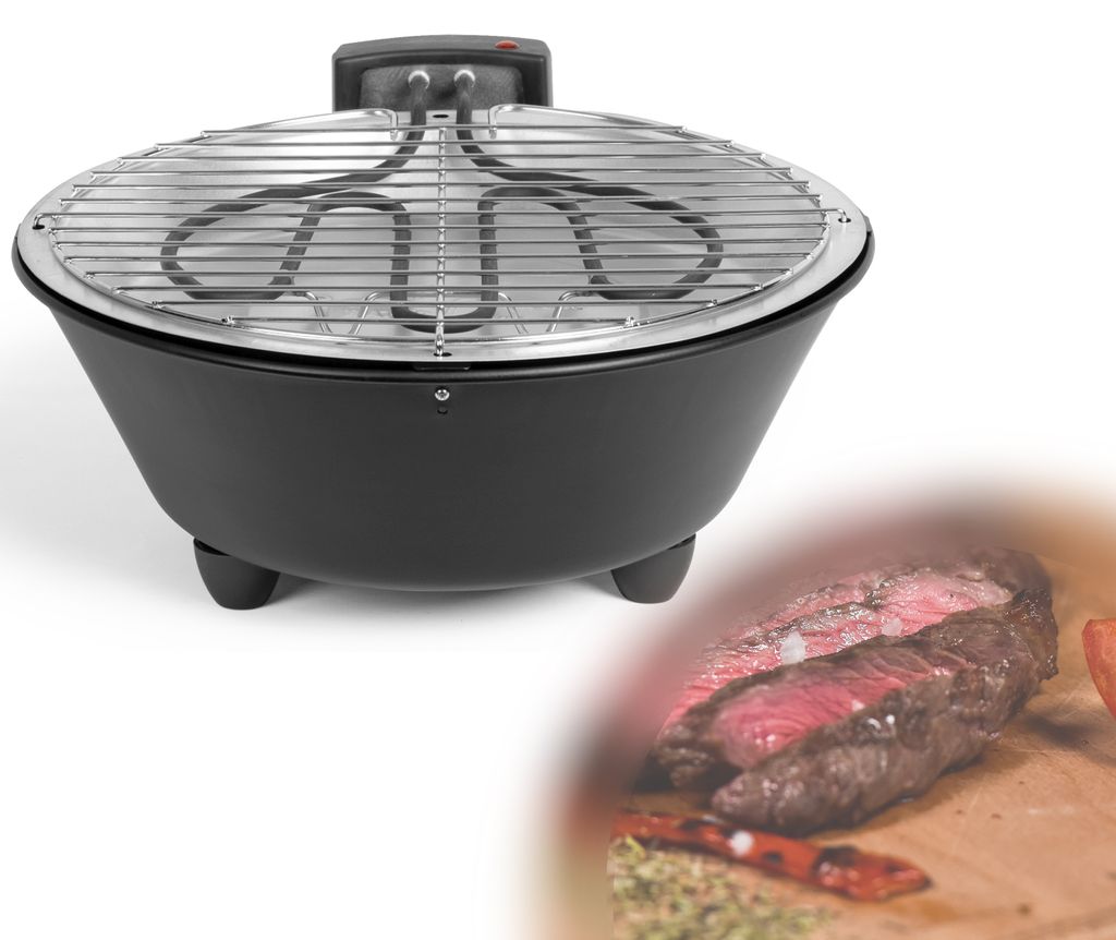 LIVOO Elektrogrill Balkon Tischgrill elektrisch rund 30 cm DOC267 schwarz