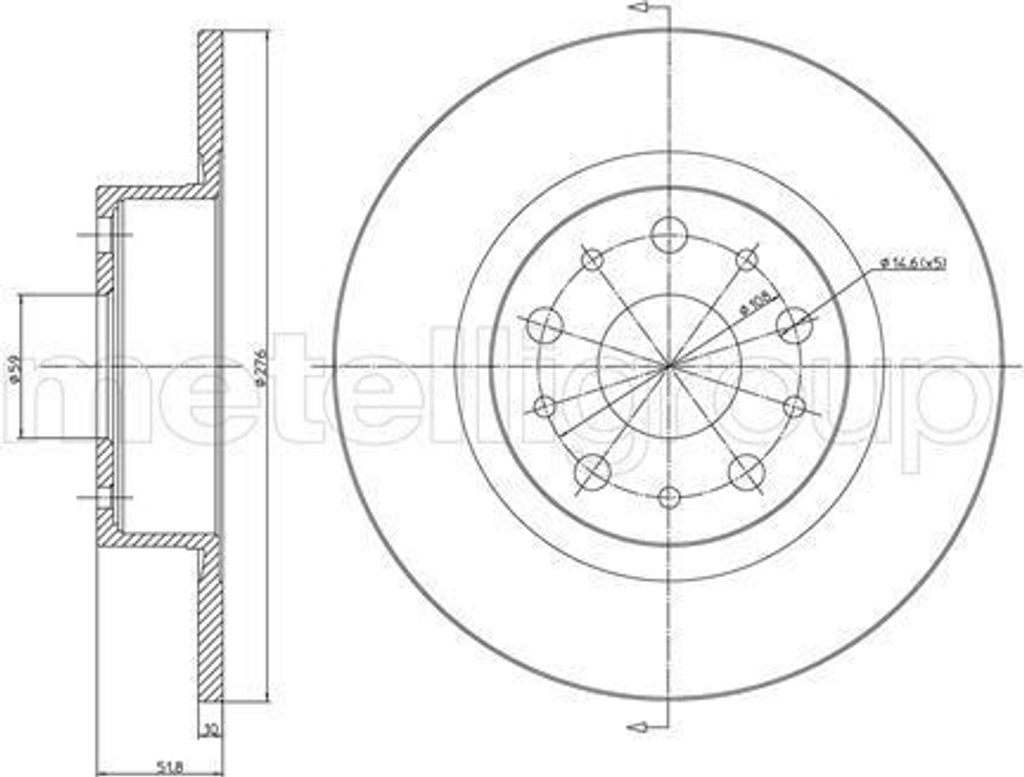 2x METELLI Bremsscheibe 23-0410C für ALFA ROMEO 166 (936) 51 5mm 276 0mm
