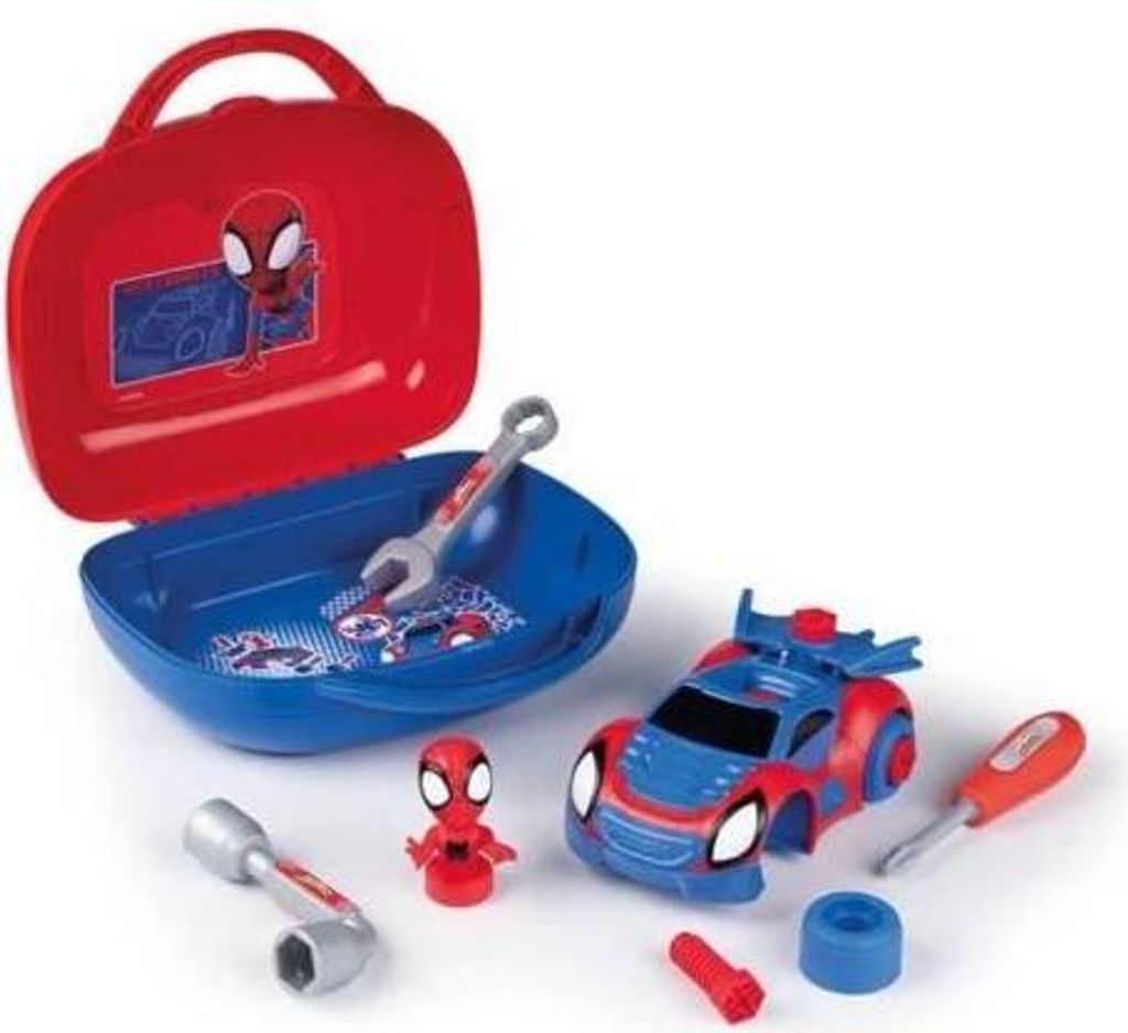 Werkzeugkoffer Kinder Smoby Spidey, 13 Zubehörteile, ab 3 Jahren, 25,3 x 10,7 x 23,4 cm, Spidey Auto zum Bauen