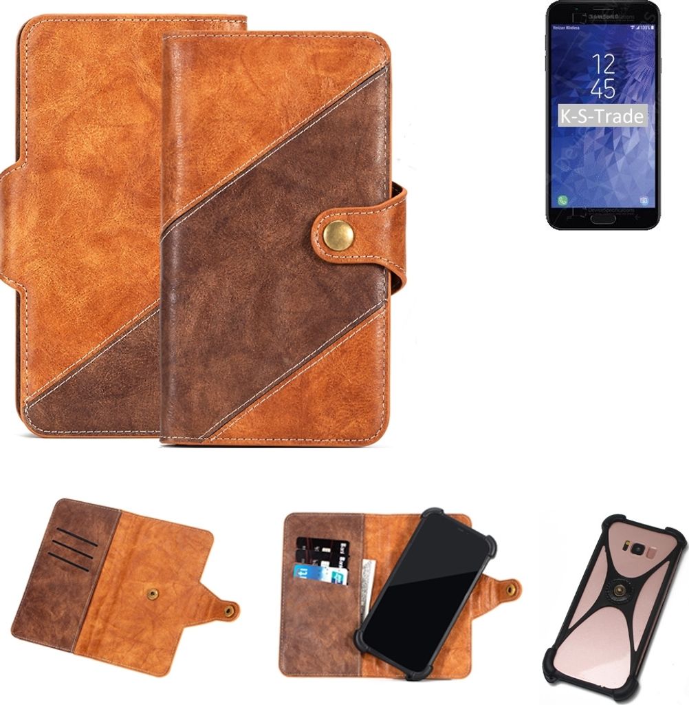 K-S-Trade Handy-Hülle Schutz-Hülle Bookstyle Case Wallet-Case kompatibel mit Samsung Galaxy J7 Top Handy Cover Bumper Kantenschutz Smartphone