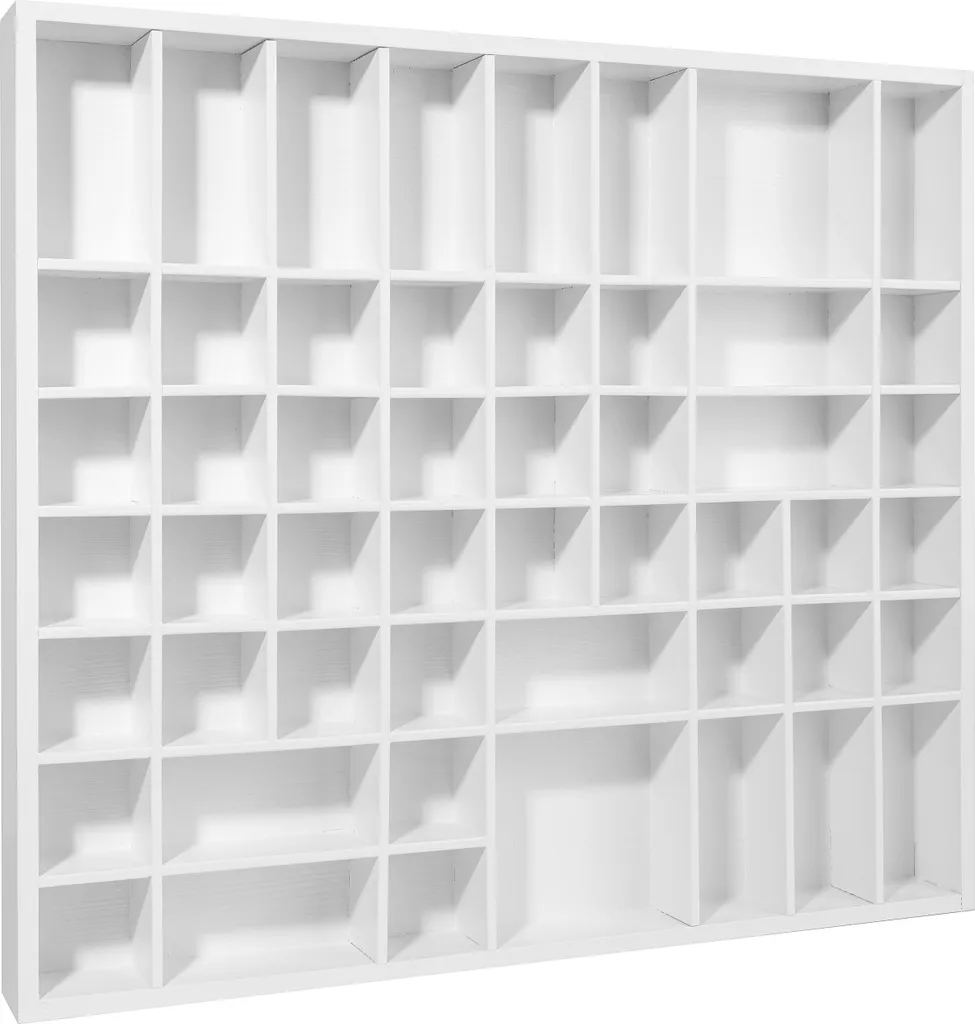 Petite Vitrine Murale Design Blanc 51 Cases 52x46 cm Gain de Place
