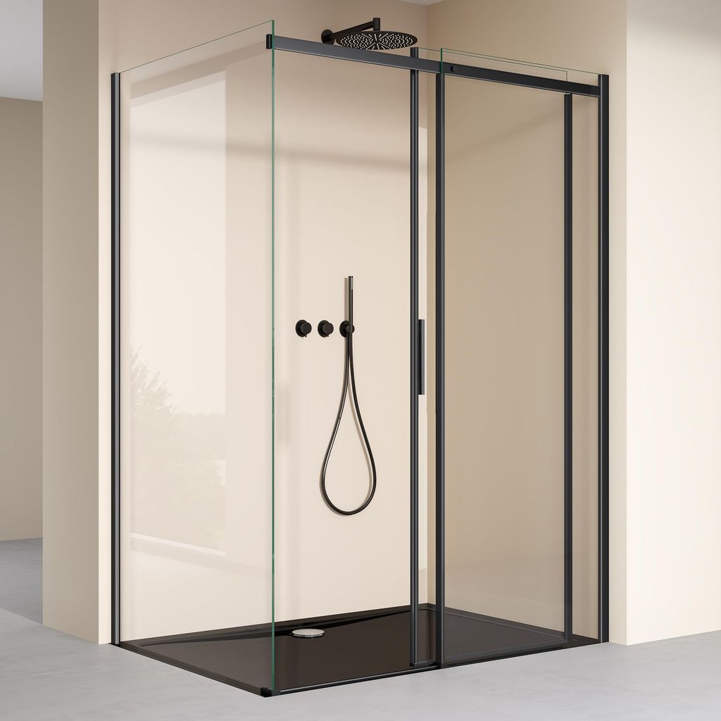 doporro Eckdusche 90x120x195cm schwarz Duschkabine Produktbild 