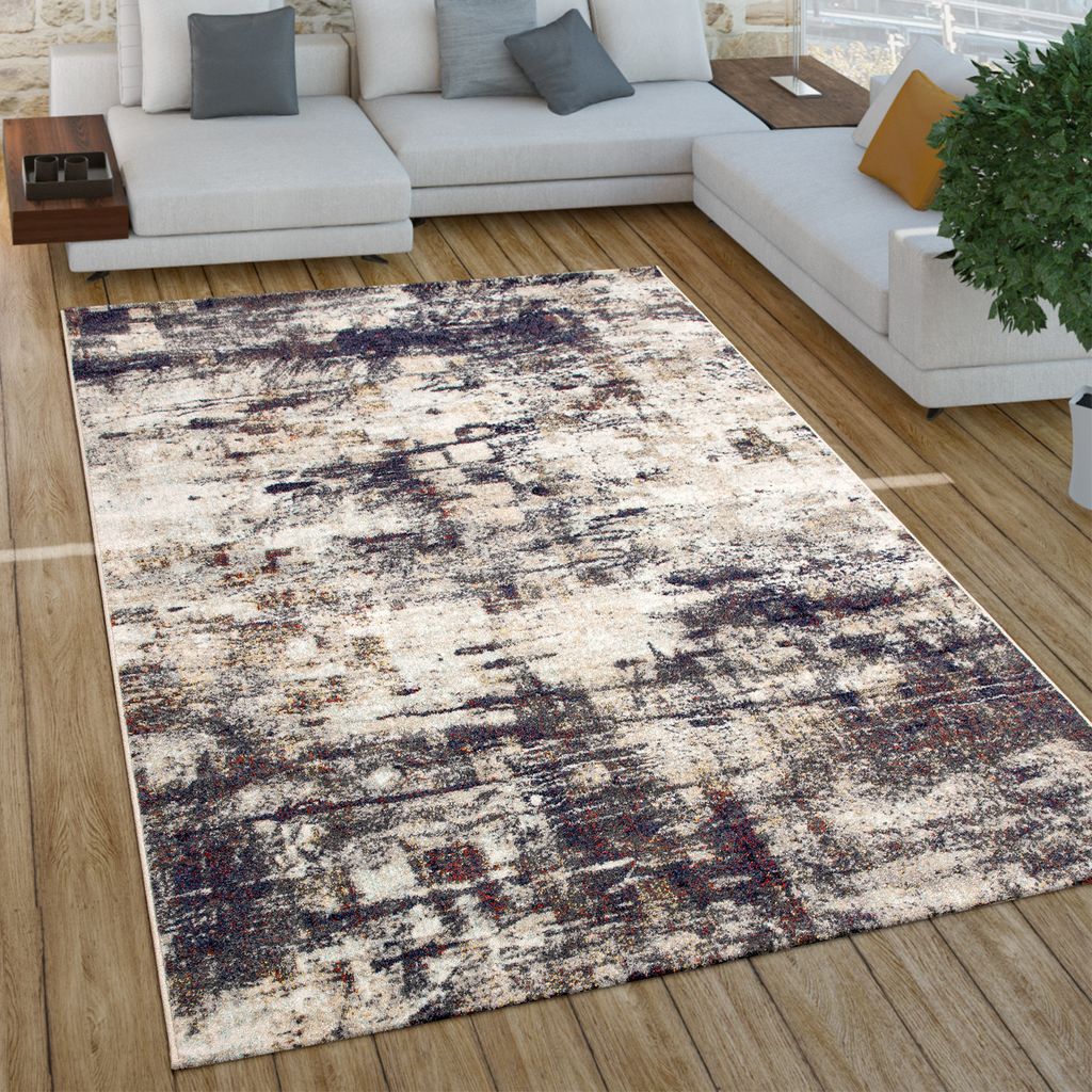 Wohnzimmer Teppich Kurzflor Boho Vintage Design Geometrische Muster Grösse 60x100 cm