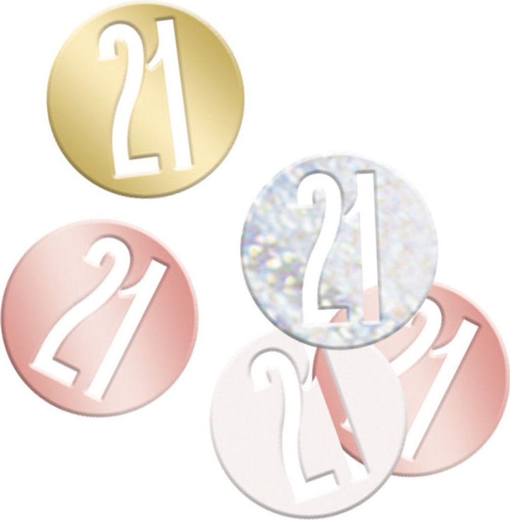 Konfetti in Roségold mit Zahl 21 für 21. Geburtstag oder Jubiläum, ca. 14g