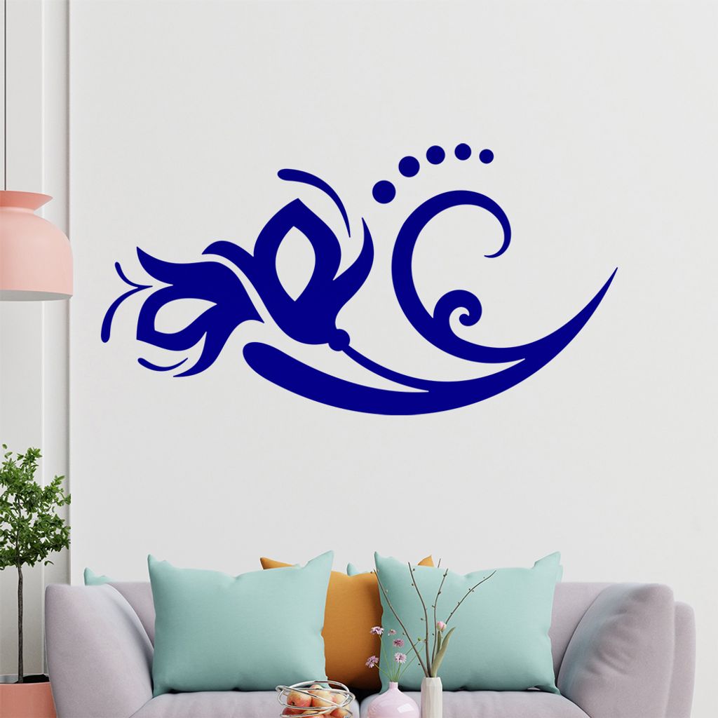 Blume - Linien Punkte Wandtattoo in 6 Größen - Wandaufkleber Wall Sticker - Dekoration, Küche, Wohnzimmer, Schlafzimmer, Badezimmer