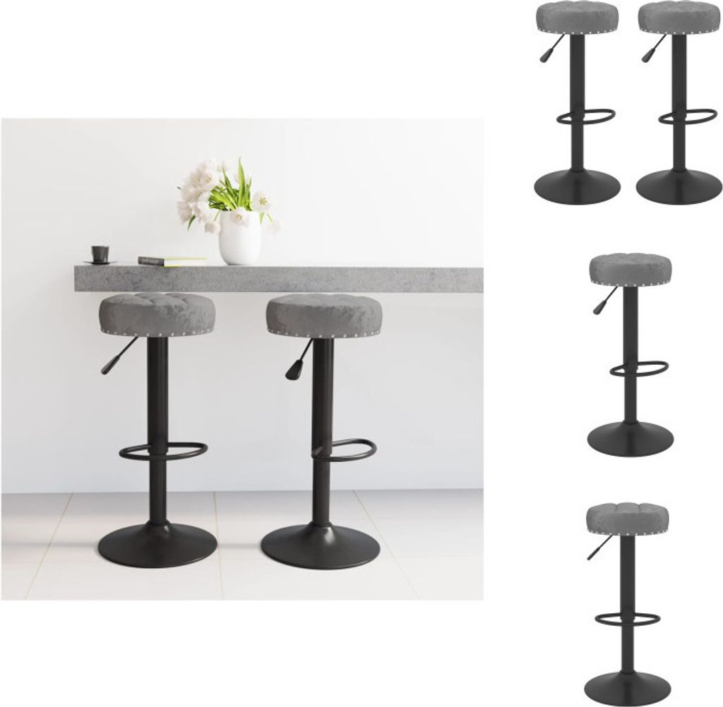 vidaXL Barhocker 2 Stk. Dunkelgrau Samt - Barhocker