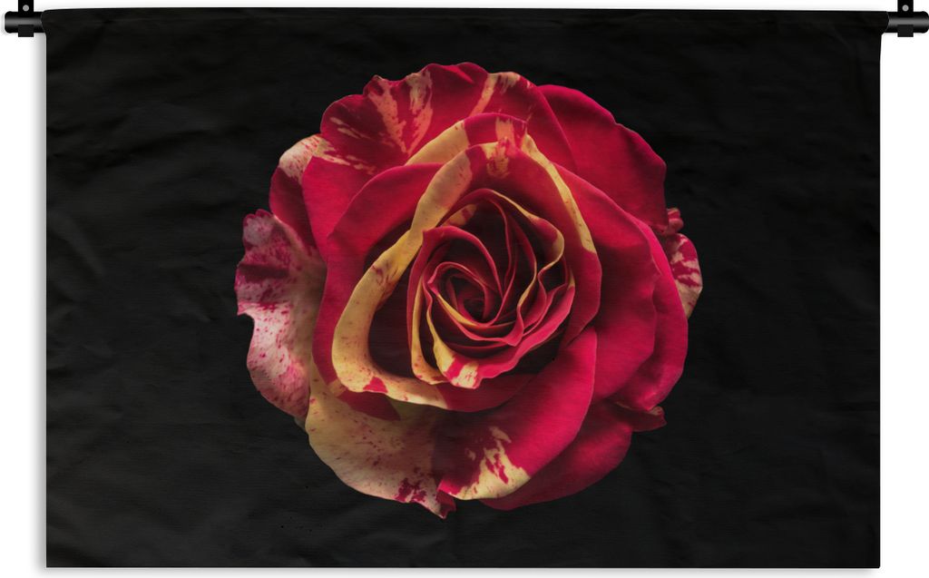 MuchoWow Wandteppich Wandbehang Blume - Rose - Rot - Schwarz 150x100 cm Tapisserie Dekoration Wandtuch - Waschbar - Tapisserien - Wand-Decke
