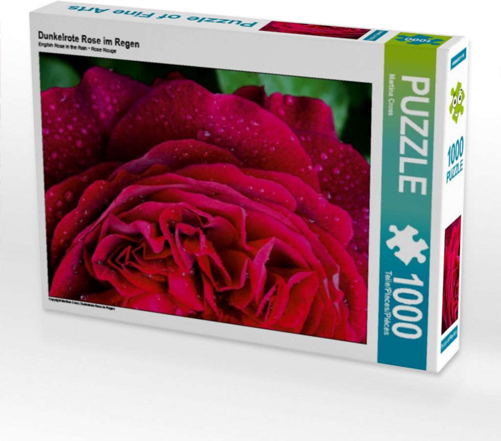 Calvendo Dunkelrote Rose im Regen 1000 Teile Puzzle hoch 480x640mm, Cross Martina; 7329036
