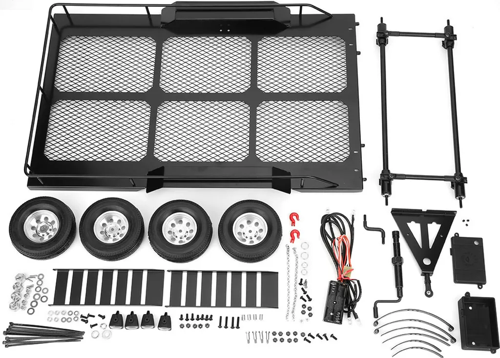RC Trailer 1/10 Haute Résistance avec Suspension et Pneus Soft Grip
