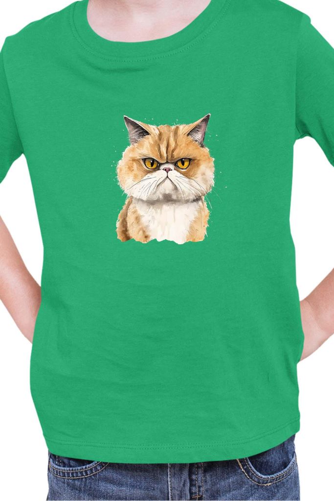 Kinder T-Shirt Funny Cats Breeds Exotic Shorthair Cat, 9-11 Jahr - 140 / Grün