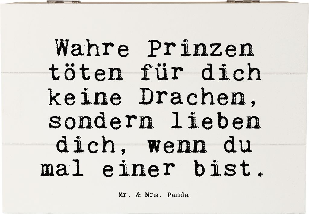 Mr. & Mrs. Panda Schatulle Wahre Prinzen töten für... 22 x 15 cm - Weiß - Geschenk, Hochzeitsgeschenk, fotobox, Holztruhe, Geschenkbox, Holzbox,...