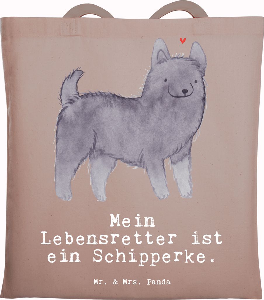 Mr. & Mrs. Panda Jutebeutel Schipperke Lebensretter - Braun Pastell - Geschenk, canvas tasche, Tote Bag, Shopping, Belgische Hunderasse, dokumenten...