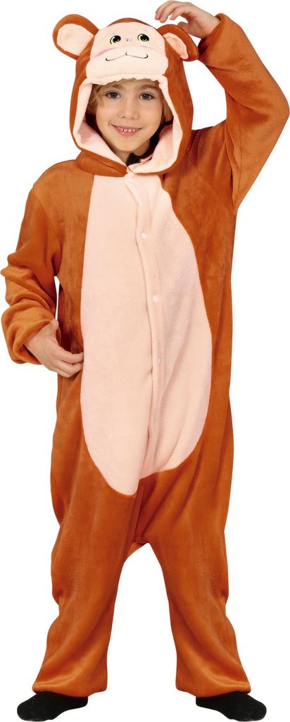 Tierabenteuer Affenkostüm Kinder Karneval Hoodie Schwanz Einteiler Spaß, Größe: 140/146 Farbe: Braun