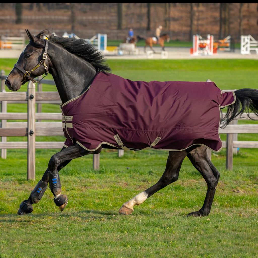 Horseware Amigo Hero Ripstop Lite 0g Turnout Decke wasserdicht Fig/Navy&Tan HW 20, Größe:5'6