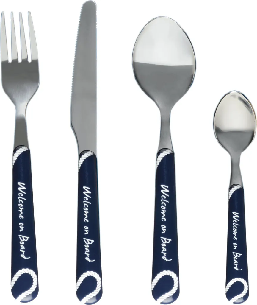 Set di posate da 24 pezzi, acciaio inossidabile, Benvenuti a bordo,