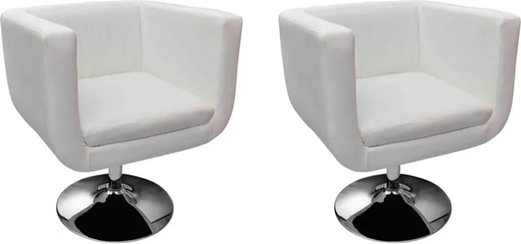 vidaXL Fauteuil de bar 2 pcs. Blanc Similicuir pour îlot de cuisine