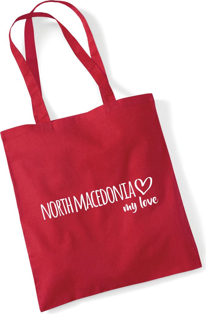 Huuraa Jutebeutel North Macedonia my love 10 Liter Classic Red Baumwolle Tasche Geschenkidee