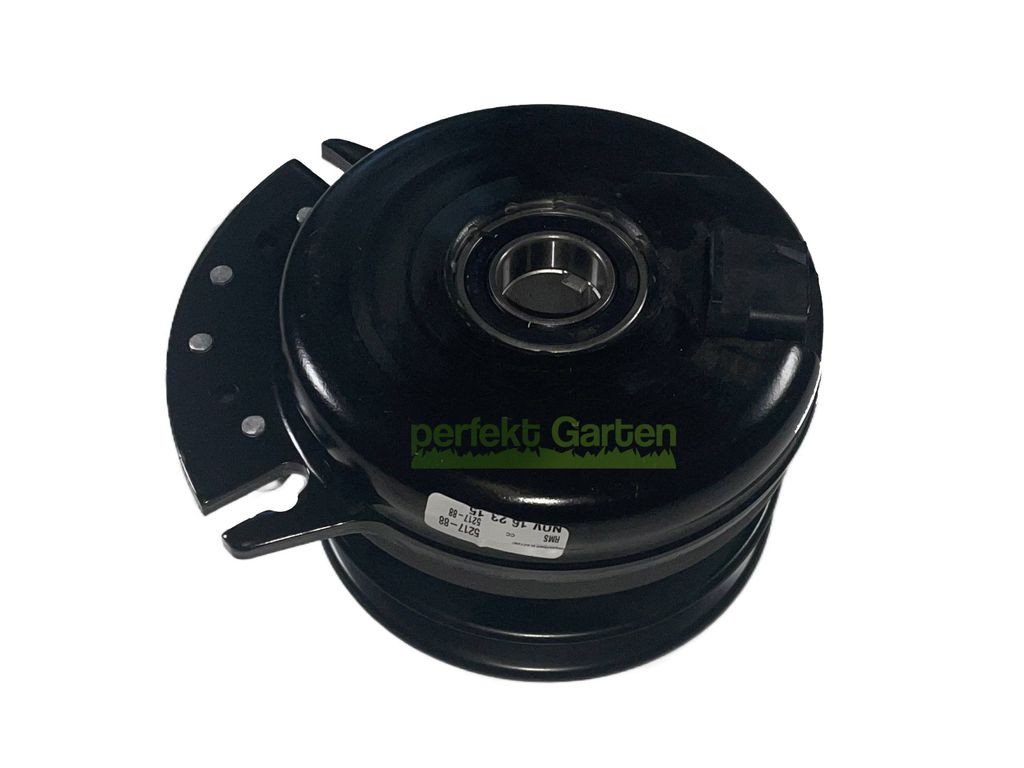 A black electromagnetic clutch for a lawn tractor, shown against a white background.