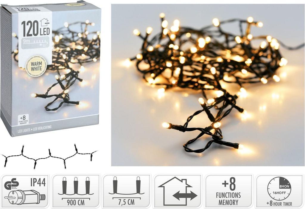 Luci di fata 120 LED bianco caldo timer Immagine del prodotto 