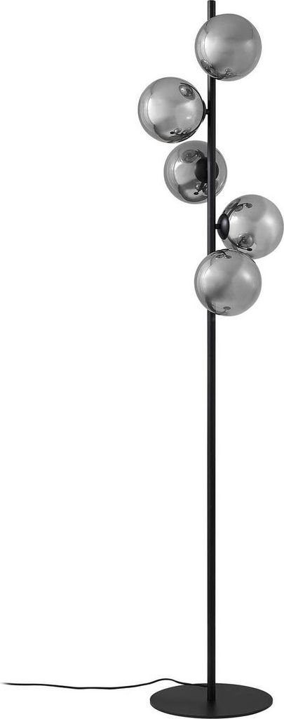 Lindby Stehleuchte Orbelia, schwarz, 5-flammig, Glas