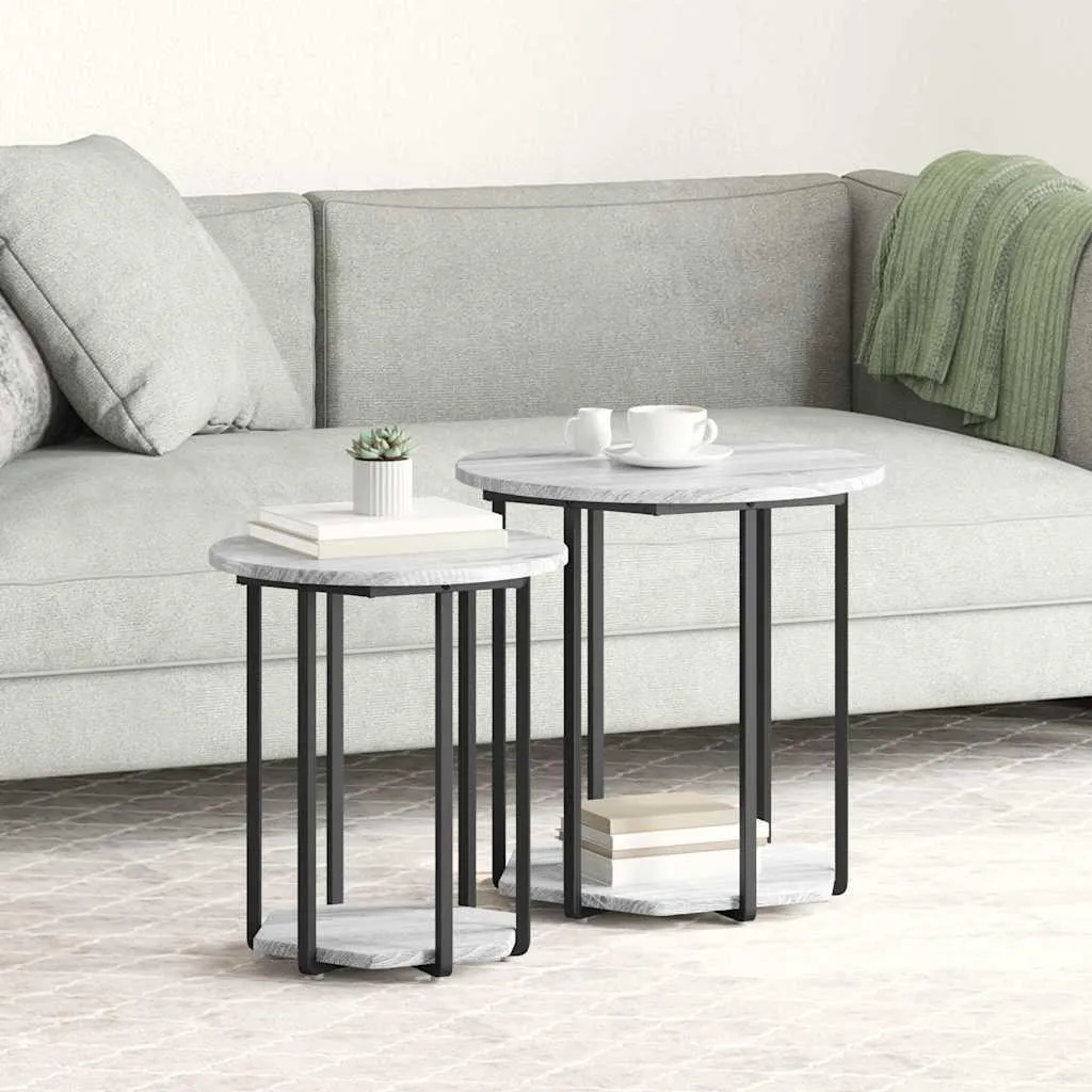 Set di tavolini di design con ripiano 2 pezzi Grigio Sonoma e Nero - Consolle 2025 New9075935 1parcel
