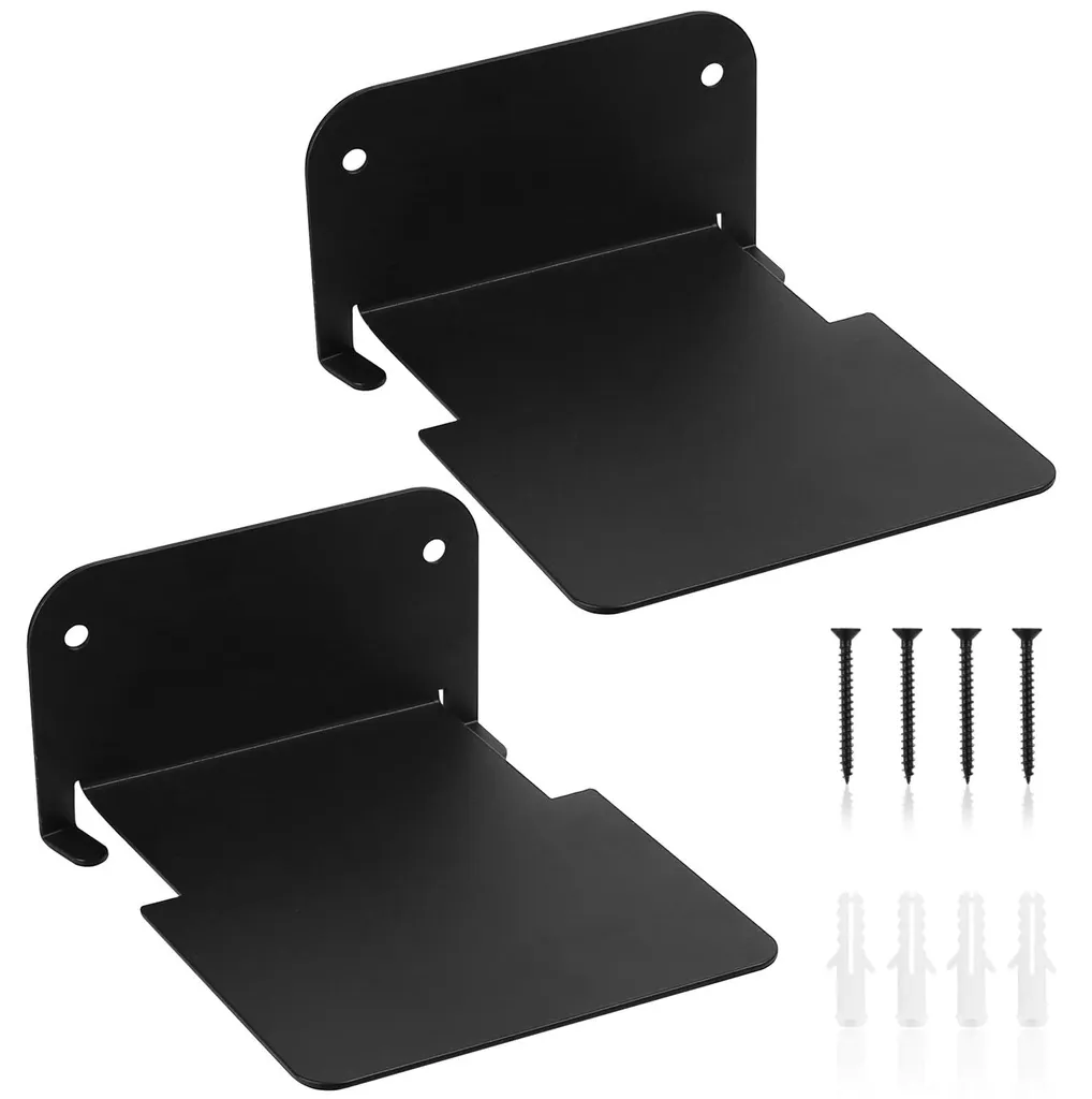 Petites étagères murales noires flottantes lot de 2 en métal robuste