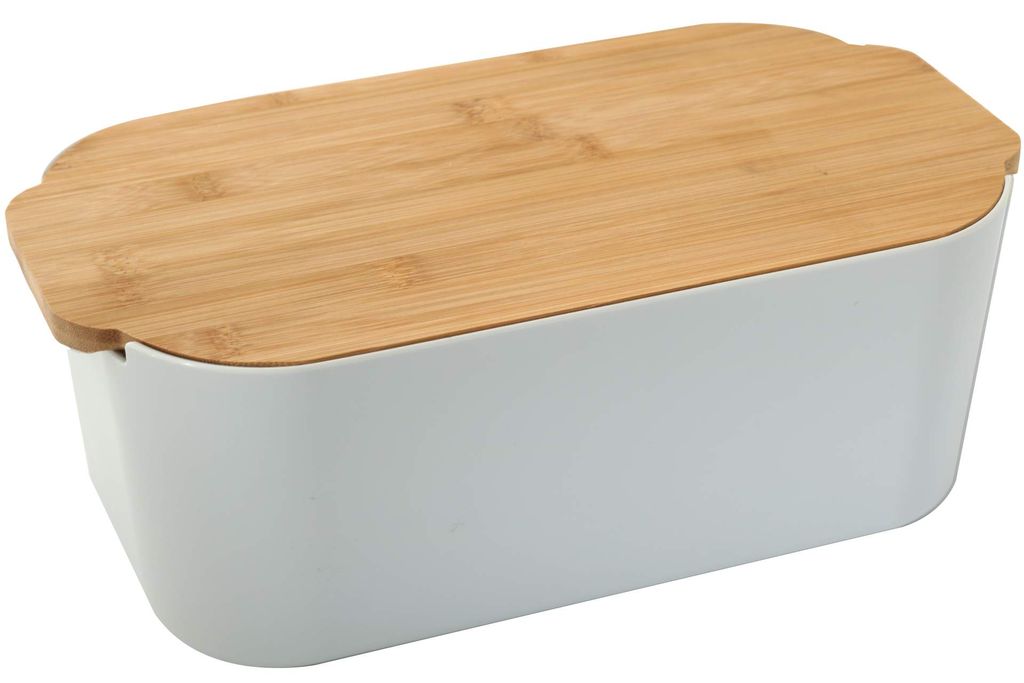 Pure Style Brotbox Aufbewahrungsbox mit Deckel aus Bambus 613-401258 hellgrau