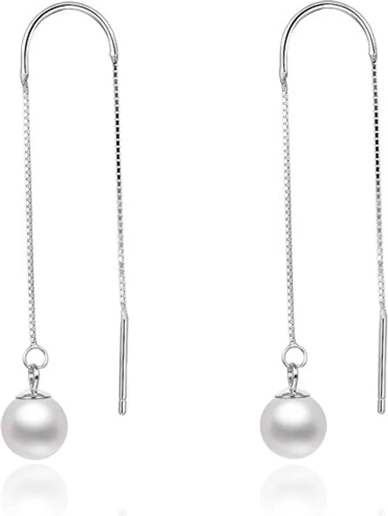 Boucles d'oreilles pendantes perles argentées pour femme élégante