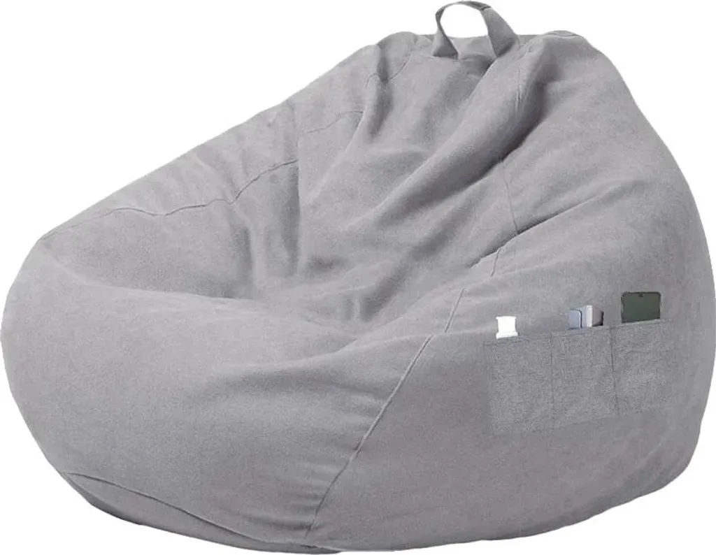 Pouf Sacco Morbido Grigio per Bambini e Adulti | 80x90 cm Design Sicuro