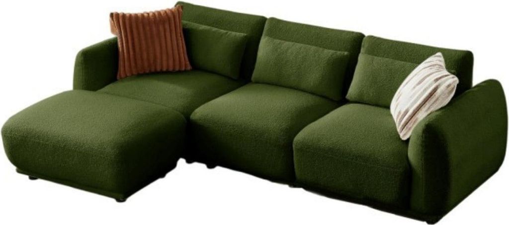 YHL Voyura 10 Moderne Couch Teddy Rückenkissen - Design Convertible - Curved Seat - Dunkelgrün