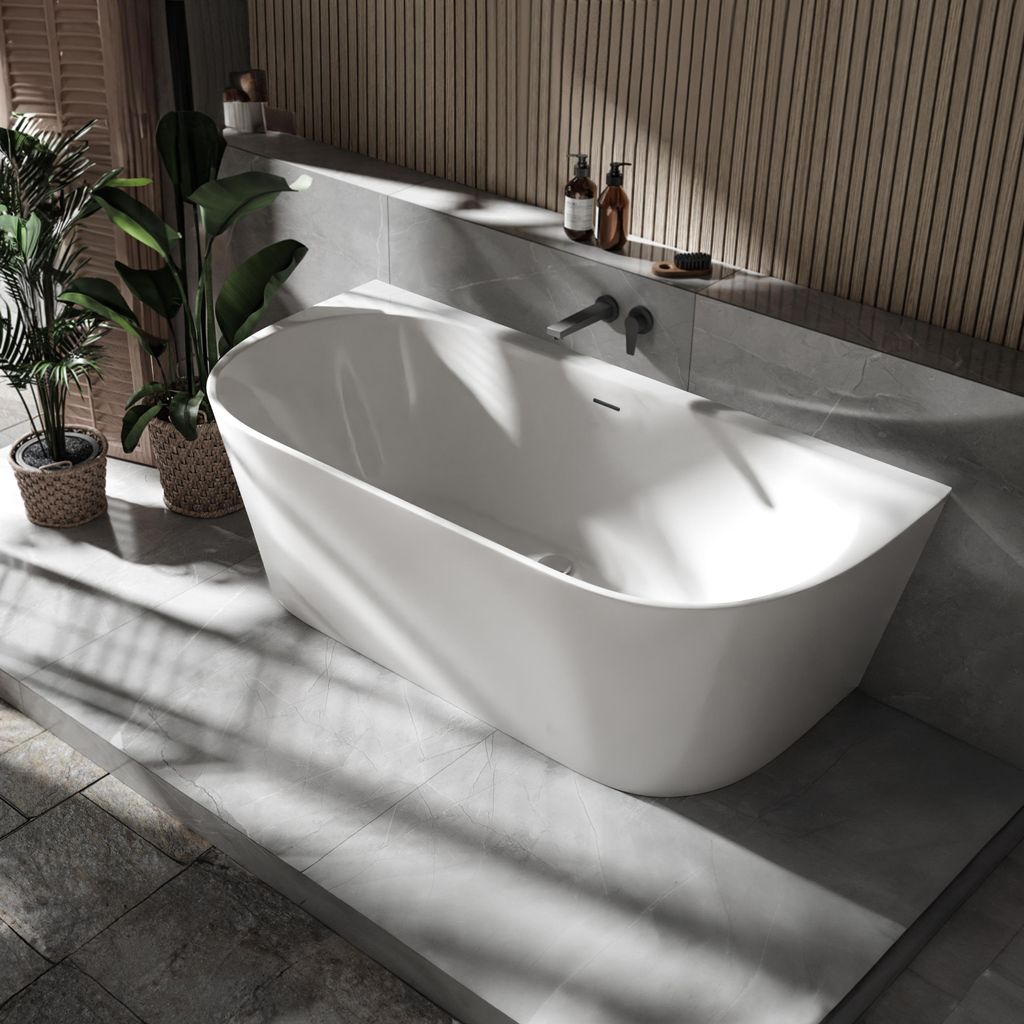 Freistehende Raumsparbadewanne NORA - Acryl - Weiß, Produktbild 