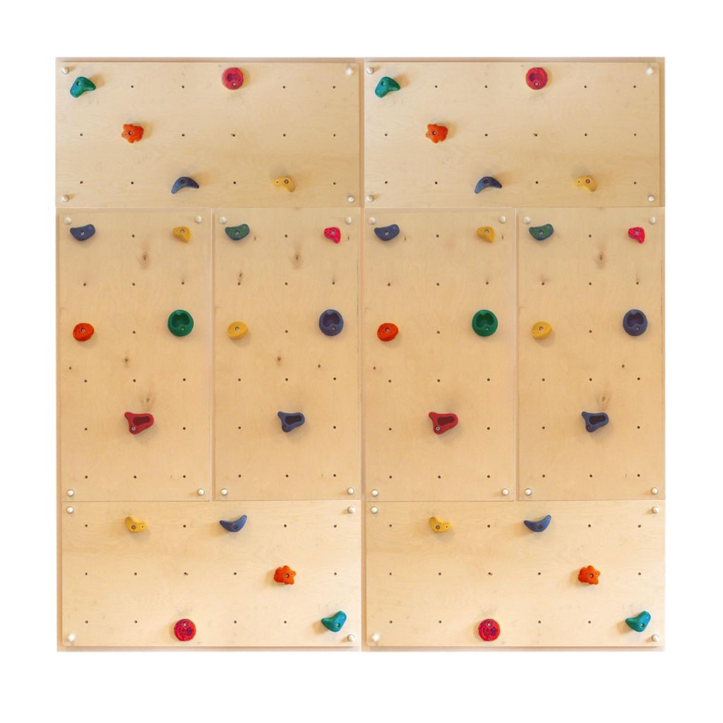 Kletterwand Indoor mit bunten Klettersteinen und Montagematerial für Kinder und Erwachsene Größe: 8 Platten (5,20 m²)