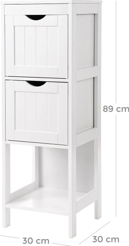 Badezimmerregal mit Aufbewahrungsboxen weiß 3 Etagen 30 x 89 x 30cm
