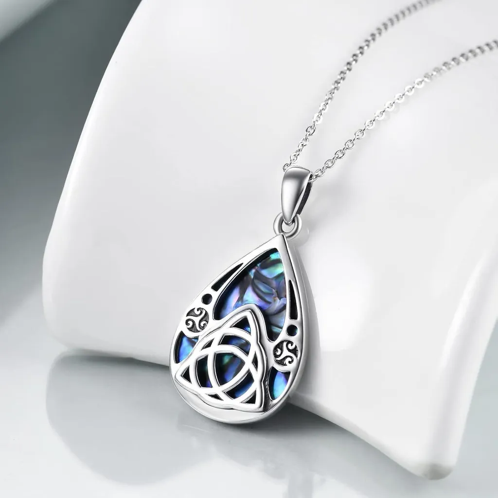 Collana da donna in argento Sterling 925 con opale e nodo