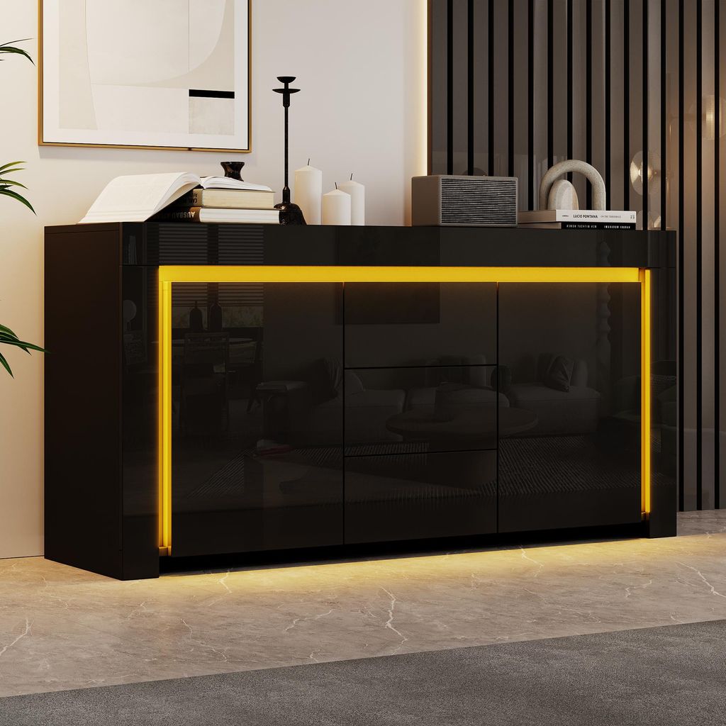 Mobile bar Merax con finitura lucida e illuminazione LED, Immagine del prodotto 
