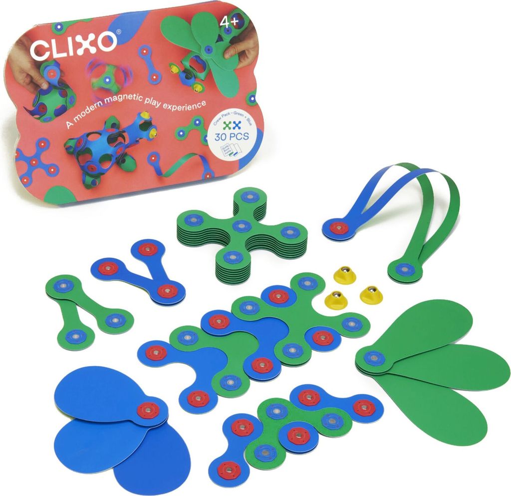Magnetyczna gra budowlana Clixo - Crew Blue & Green (30 Zdjęcie produktu 