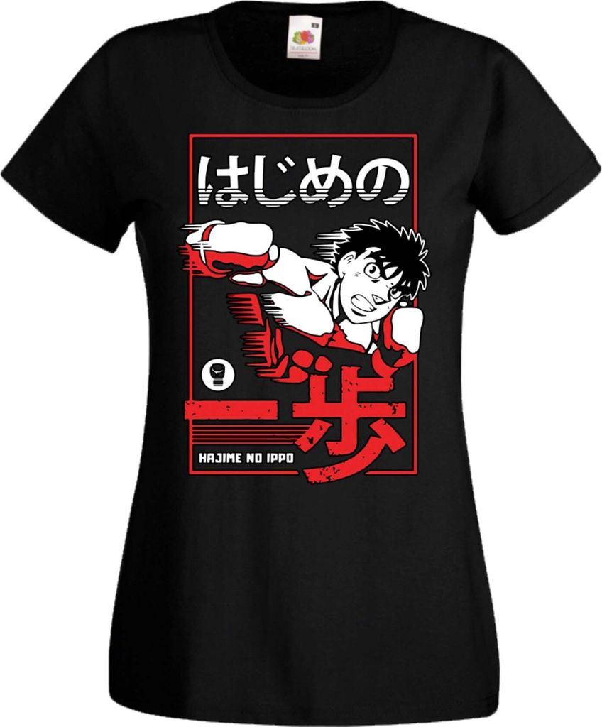 Damen T-Shirt Manga Anime Hajime No Ippo Hajime No Ippo, Lady L / Schwarz