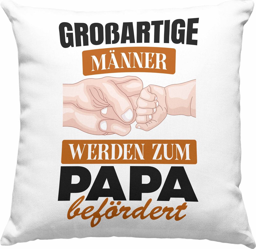 Trendation - Großartige Männer werden Zum Papa Befördert Deko-Kissen mit Füllung 40x40 Geschenk Du Wirst Vater Geschenkidee (Rosa)