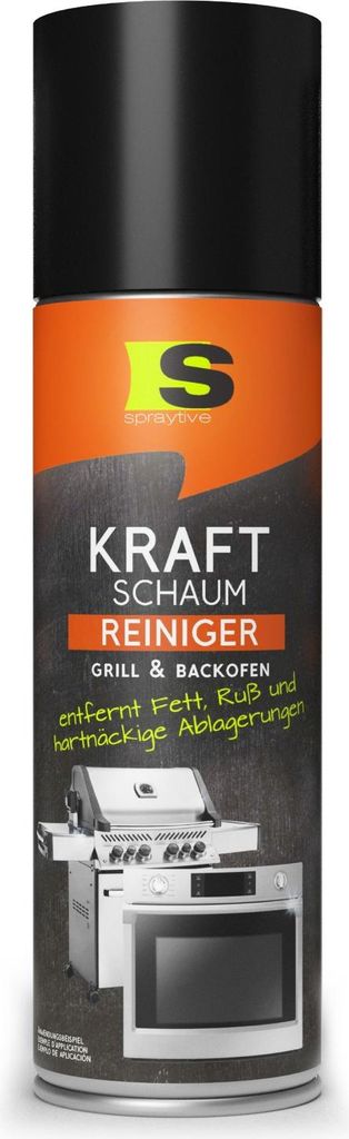Spraytive 1x 500ml Grill- & Backofenreiniger - Kraft-Schaum-Spray - Einfache Reinigung von Backblech, Grillrost, Topf & Co.