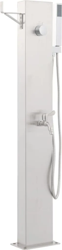 Douche extérieure en acier inox brossé vidaXL 110 cm avec robinet bas